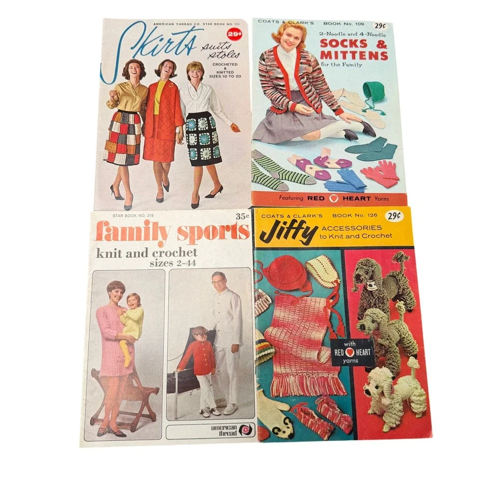 Vintage Knit Crochet Pattern Booklet Lot 33 Star Book Leisure Arts Coats Clark